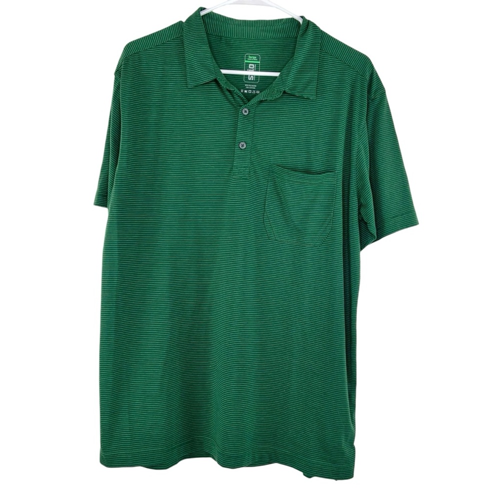Stio Green Short Sleeve Striped Dri Release Polo